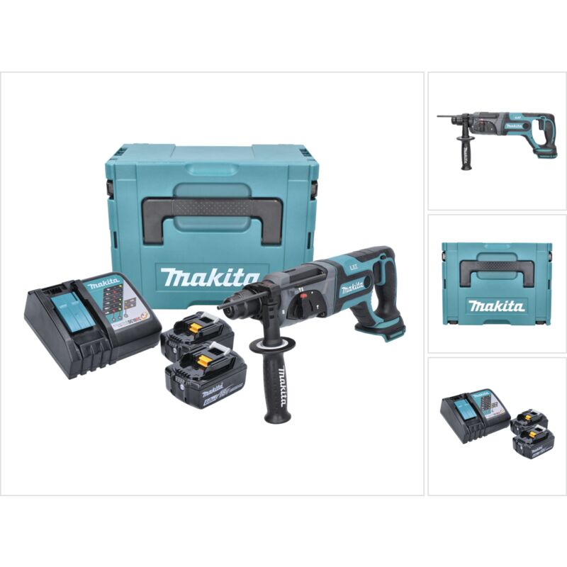 Makita DHR 241 RGJ Tassellatore a batteria 18V con attacco SDS-Plusin valigetta Makpac + 2x Batterie 6,0 Ah + Caricatore
