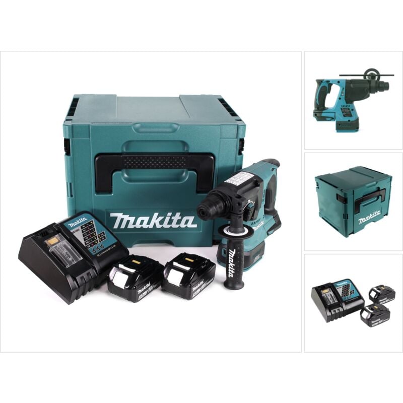 Makita - dhr 242 rtj Marteau perforateur sans fil 18V 2,0J SDS-plus Brushless + 2x batterie 5,0Ah + chargeur + Makpac