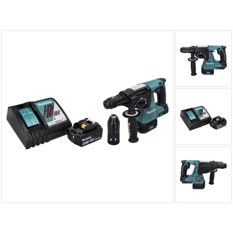 Makita - dhr 243 RT1 Marteau perforateur sans fil 18 v sds plus Brushless + 1x batterie 5,0 Ah + chargeur