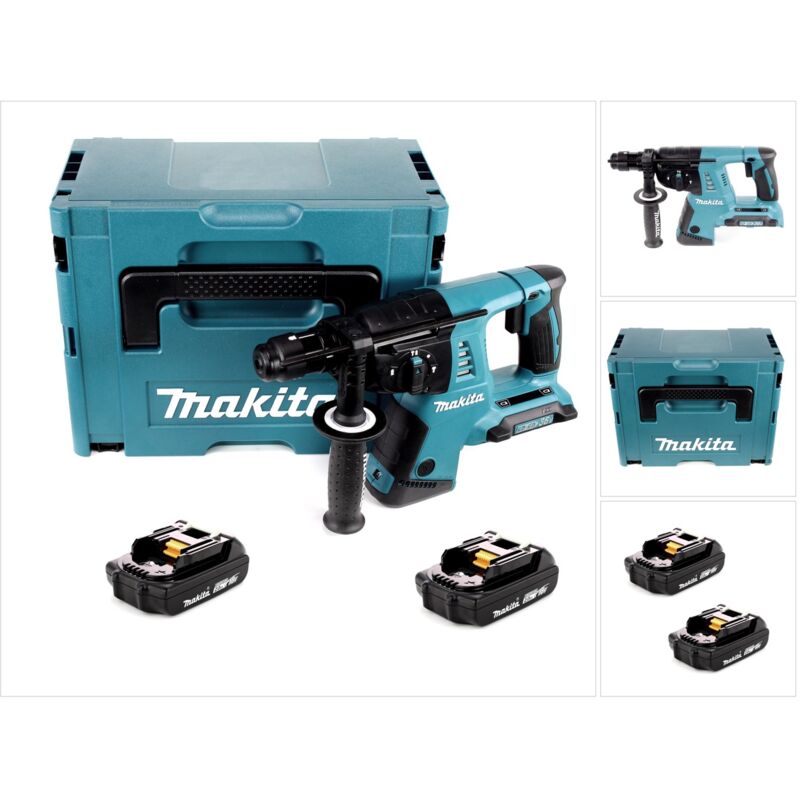 

Makita DHR 264 AJ Martillo ligero a batería 2x 18V / 36V SDS-Plus + Makpac 4 + 2x Batería BL1820 2,0 Ah - Sin cargador incluido