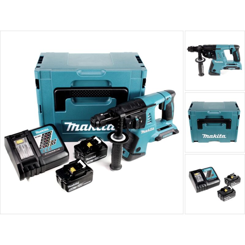 

Makita DHR 264 RTJ Martillo ligero a batería 2x 18V / 36V SDS-Plus + Makpac 4 + 2x Batería BL1850 5,0 Ah + Cargador DC18RC