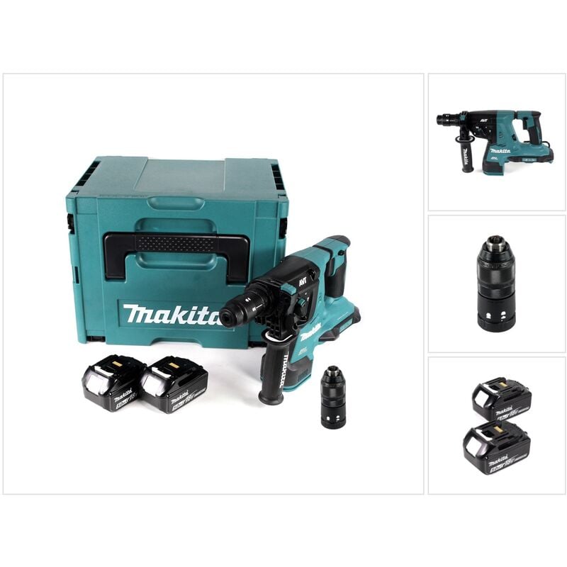 

Makita DHR 281 TJ Martillo a batería 2x18V / SDS-Plus en Makpac 3 + 2x Batería BL1850 5,0 Ah - Sin cargador incluido