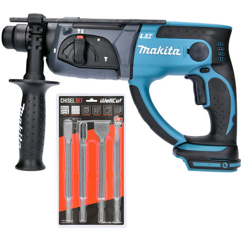 Makita DHR202 18V SDS Plus Hammer Drill With 4 Piece SDS Chisel Set
