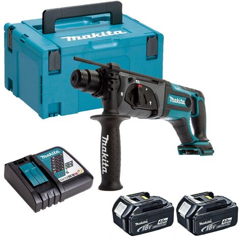 Makita DHR241RMJ 18V Li-ion Cordless Rotary Hammer Drill With 2x 4Ah Batteries, Charger And Makpac Case