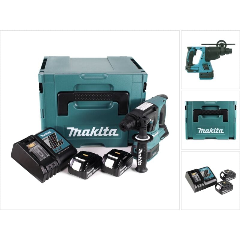 Dhr 242 rgj Marteau perforateur sans fil 18V 2,0J SDS-plus Brushless + 2x batterie 6,0Ah + chargeur + Makpac - Makita