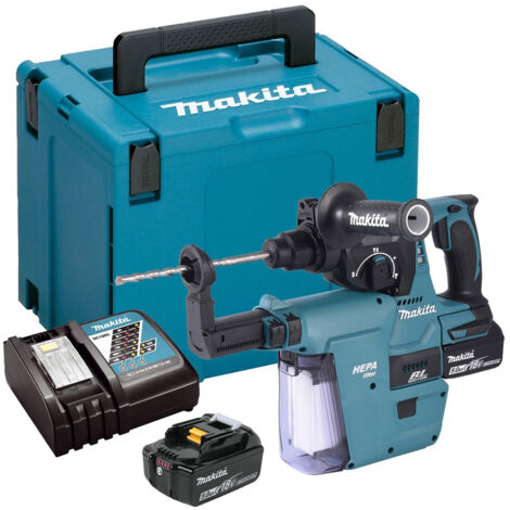 Makita DHR242RTJW 18v SDS Rotary Hammer + DX06 Dust Extraction Unit