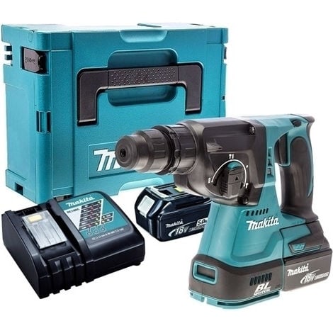 Makita DHR242Z 18V SDS+ Brushless Hammer Drill with 2 x 5.0Ah Batteries & Charger in Case:18V