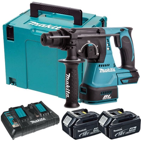 Makita DHR242Z 18V SDS+ Brushless Rotary Hammer Drill with 2 x 4.0Ah Battery & Dual Port Charger in Case