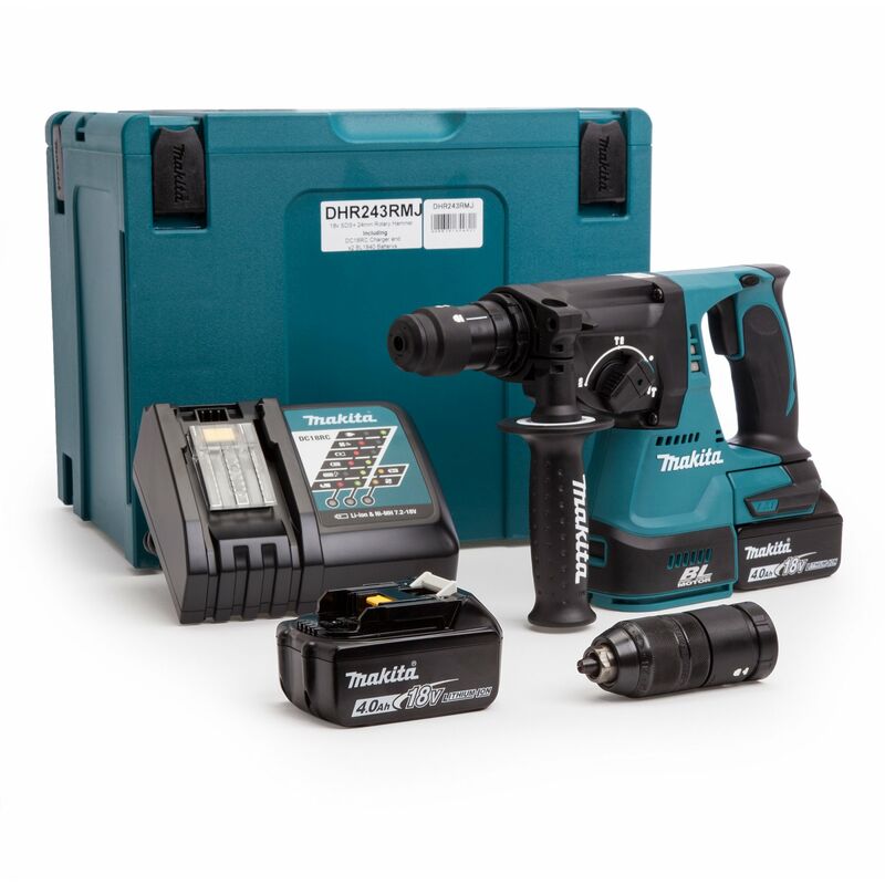 

Makita DHR243RMJ 18V Li-Ion Batería SDS-plus Martillo ligero con portabrocas set (2x baterías 4.0Ah) en Mbox - 2J - sin escobillas