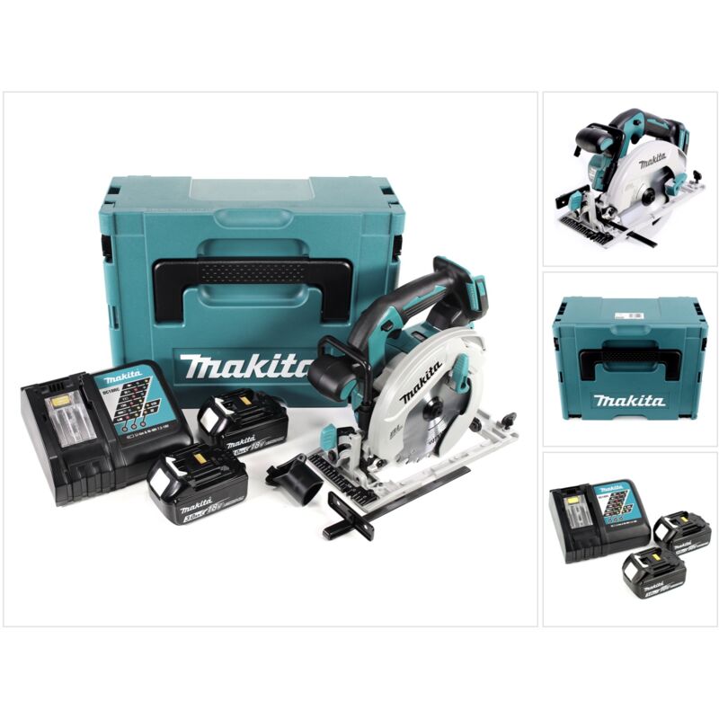 Makita - dhs 680 rfj Scie circulaire sans fil 18V ø 165 mm + Boîtier makpac 3 + 2x Batteries BL1830 3,0 Ah + Chargeur DC18RC