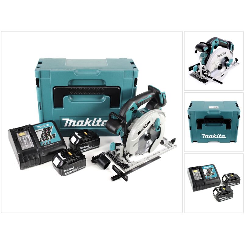 Makita - dhs 680 rmj Scie circulaire sans fil 18V ø 165 mm + Boîtier makpac 3 + 2x Batteries BL1840 4,0 Ah + Chargeur DC18RC