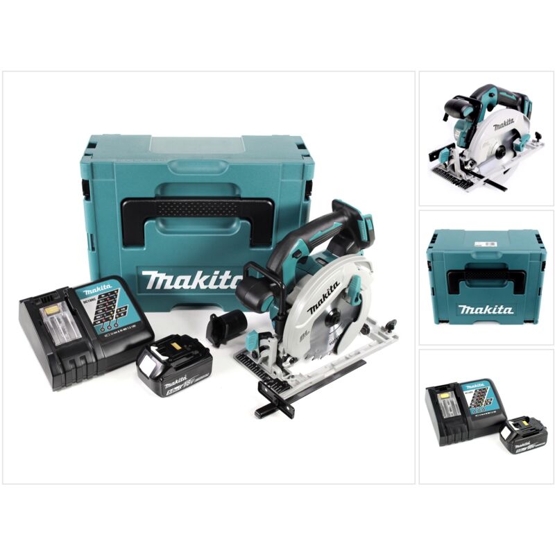 Makita DHS 680 RT1J Scie circulaire sans fil 18V Ø 165 mm + Boîtier MAKPAC 3 + 1x Batterie BL1850 5,0 Ah + Chargeur DC18RC