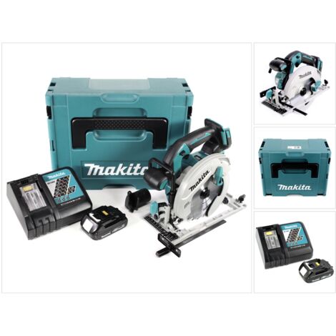 Makita DHS 680 RY1J Scie circulaire 18 V 165 mm Brushless + 1x batterie 1,5 Ah + chargeur + Makpac