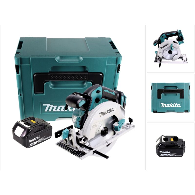 Dhs 680 T1J Scie circulaire sans fil 18 v 165 mm + 1x Batterie 5.0 Ah + Coffret Makpac - sans chargeur - Makita