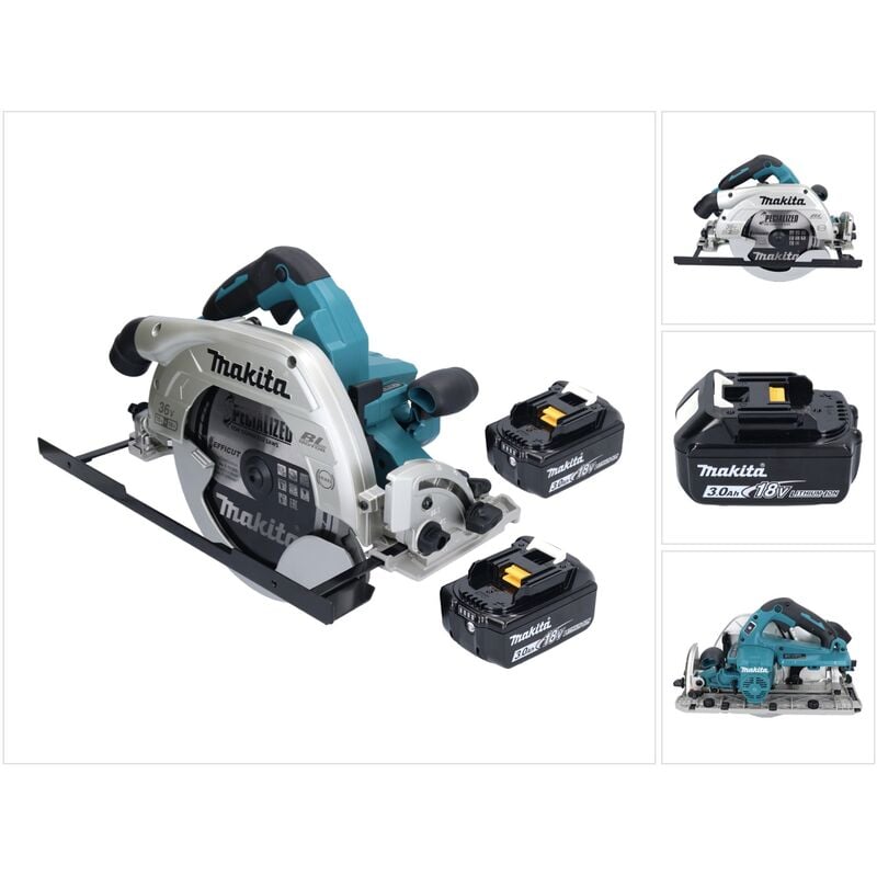 Image of Makita DHS 900 F2U Akku Handkreissäge 36 V ( 2x 18 V ) 235 mm Brushless + 2x Akku 3,0 Ah + Bluetooth Adapter - ohne Ladegerät