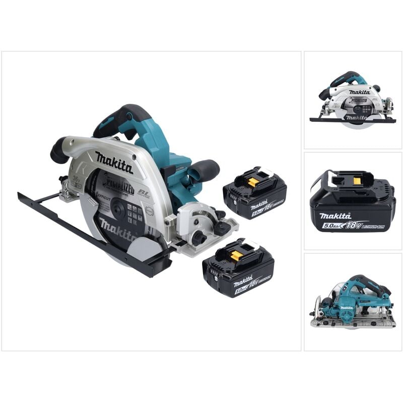 Image of Dhs 900 T2U Akku Handkreissäge 36 v ( 2x 18 v ) 235 mm Brushless + 2x Akku 5,0 Ah + Bluetooth Adapter - ohne Ladegerät - Makita