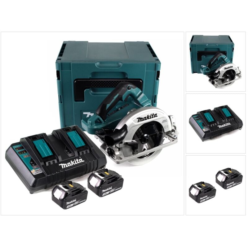 Dhs 782 PF2J Scie circulaire portative sans fil 36V (2x18V) 190 mm Brushless en Makpac + 2x 3,0 Ah batterie + double chargeur - Makita