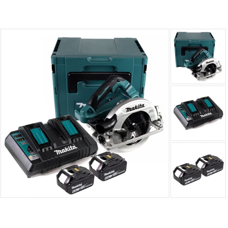 Makita - dhs 782 PG2J Scie circulaire portative sans fil 36V (2x18V) 190 mm Brushless en Makpac + 2x 6,0 Ah batterie + double chargeur