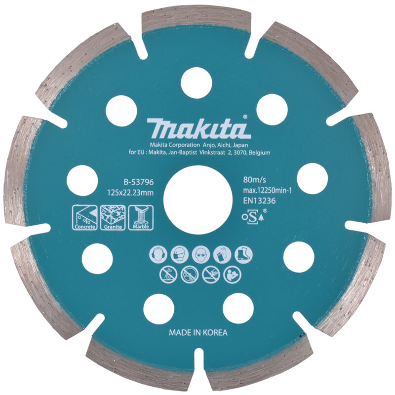 Makita Diamanttrennscheibe 125 mm Ø 125 mm 1,6 mm Schnittstärke Trocken Beton, Granit, Marmor B-53796