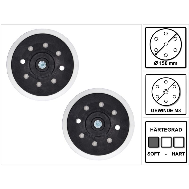 Disco abrasivo morbido per levigatrice rotorbitale / macchina levigatrice 150 mm M8 ( 196684-1 ) - 2 pz. - Makita