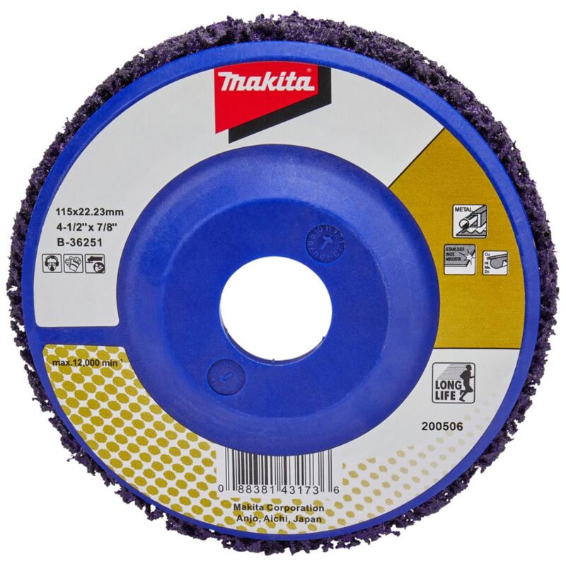 Disco di pulizia Longlife 1 pz. - 115 mm - 22,23 mm - Lunga durata - Viola - Nylon - Makita