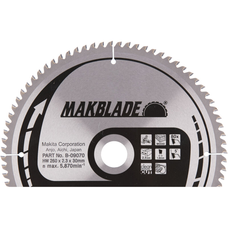 Lama circolare Makita, MAKBLADE 260 x 30 mm, 80 denti