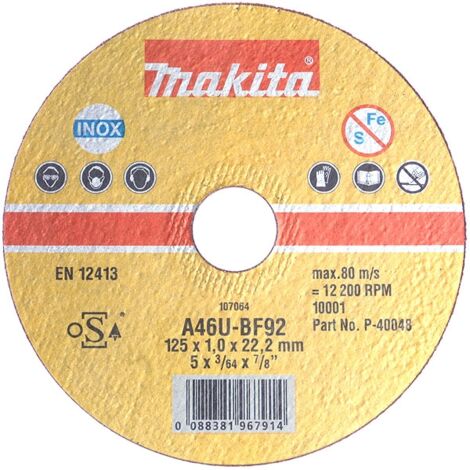 Makita – Disque à tronçonner 230 mm pour métal et inox – Épaisseur 1.9 mm – Diamètre intérieur 22.23 mm – B12273