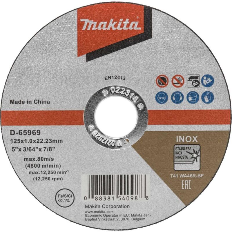 Makita Disque à tronçonner en acier inoxydable INOX 125 x 1 2 mm D 65969 - vue 3