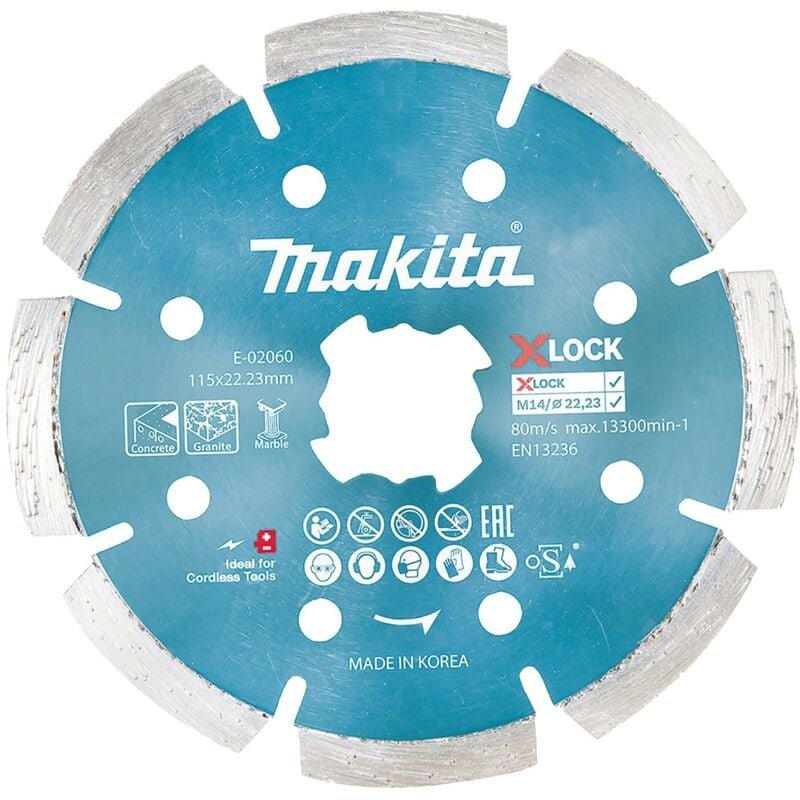 Disque à tronçonner diamanté 115 mm X-Lock Béton - E-02060 - Makita