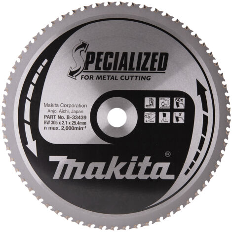 Makita – Disque métallique 305mm – Alésage 25,4mm – 60 dents pour coupe précise – Compatible avec scie LC1230 - B-33439
