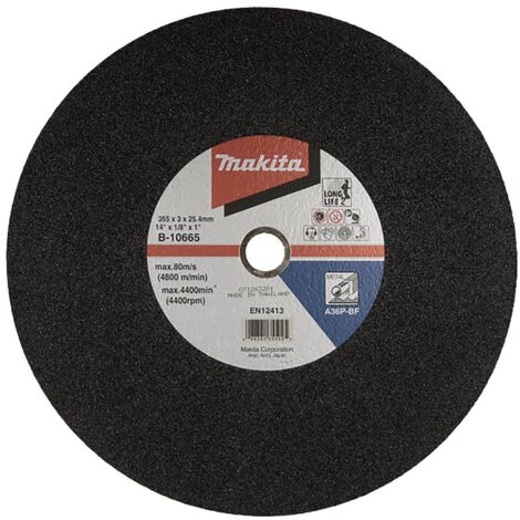 Makita – Disques à tronçonner 355mm – Grain 3 pour acier – Vitesse max 3860 tr/min – Pack de 5 – B106655