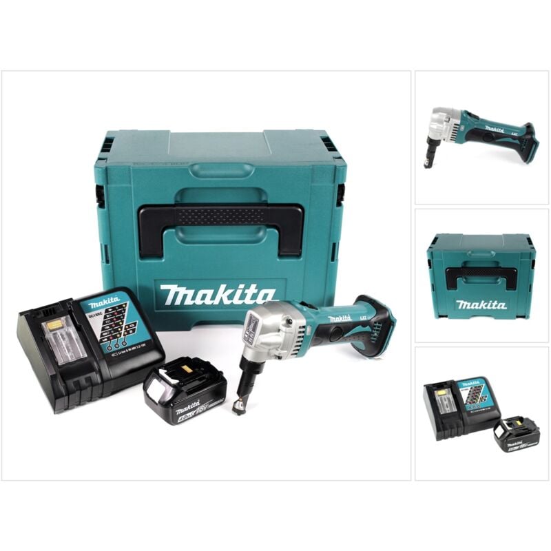 Makita DJN 161 RM1J 18V Grignoteuse sans fil + 1x Batterie 4,0Ah + Chargeur + Coffret Makpac