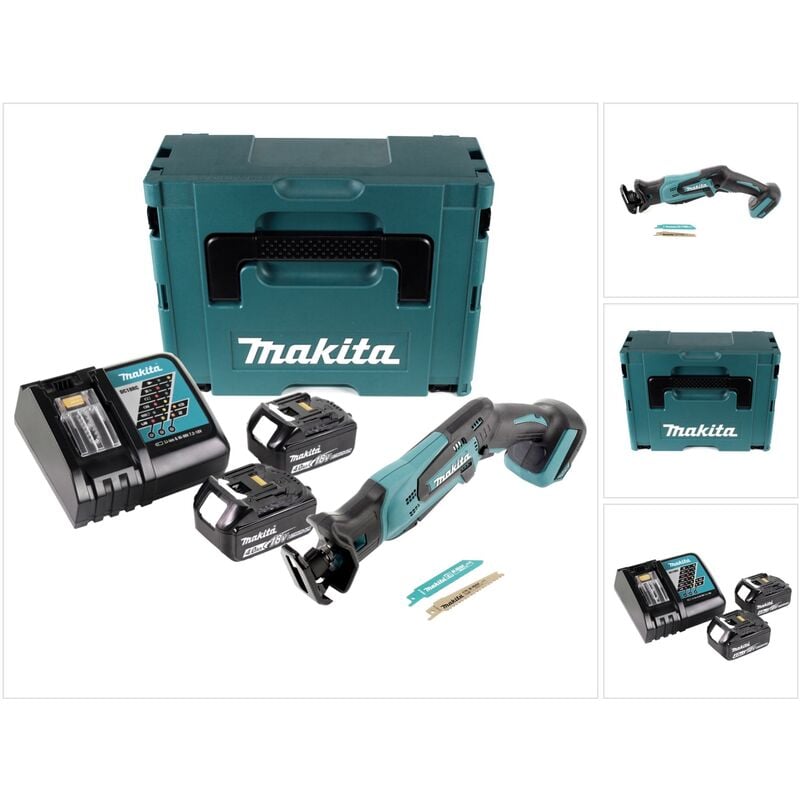 Djr 183 rmj 18V Li-ion Scie recipro sans fil + Coffret Makpac + 2x Batteries 4,0 Ah + Chargeur - Makita