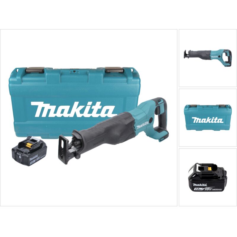 Djr 186 F1K 18 v Li-Ion Scie récipro sans fil avec Boîtier de transport + 1x Batterie bl 1830 3,0 Ah, sans Chargeur - Makita