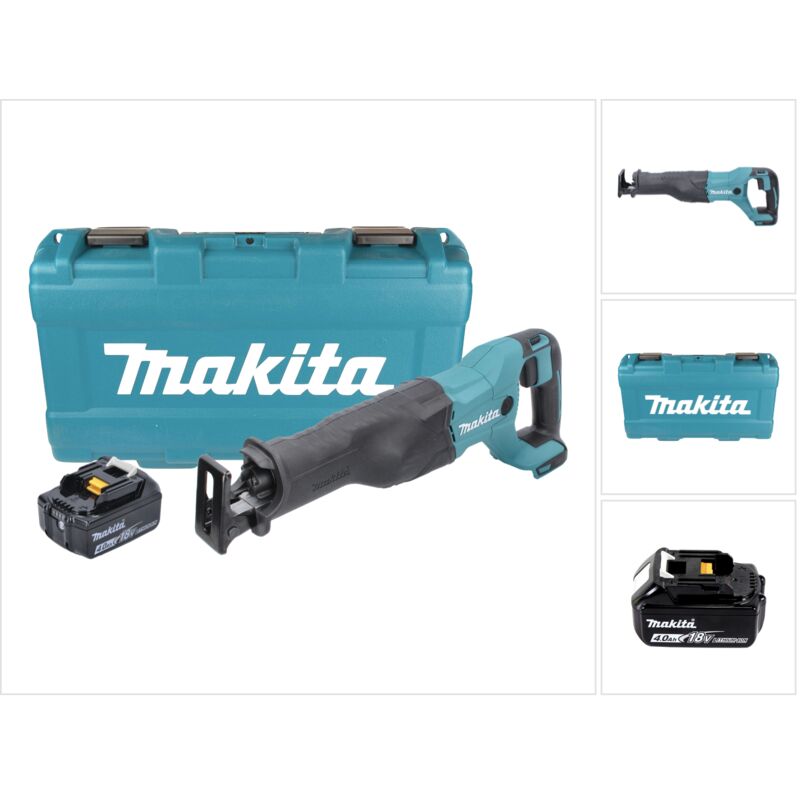 Djr 186 M1K Seghetto diritto a batteria 18V in valigetta da trasporto + 1x Batteria bl 1840 4,0 Ah - senza caricabatterie - Makita