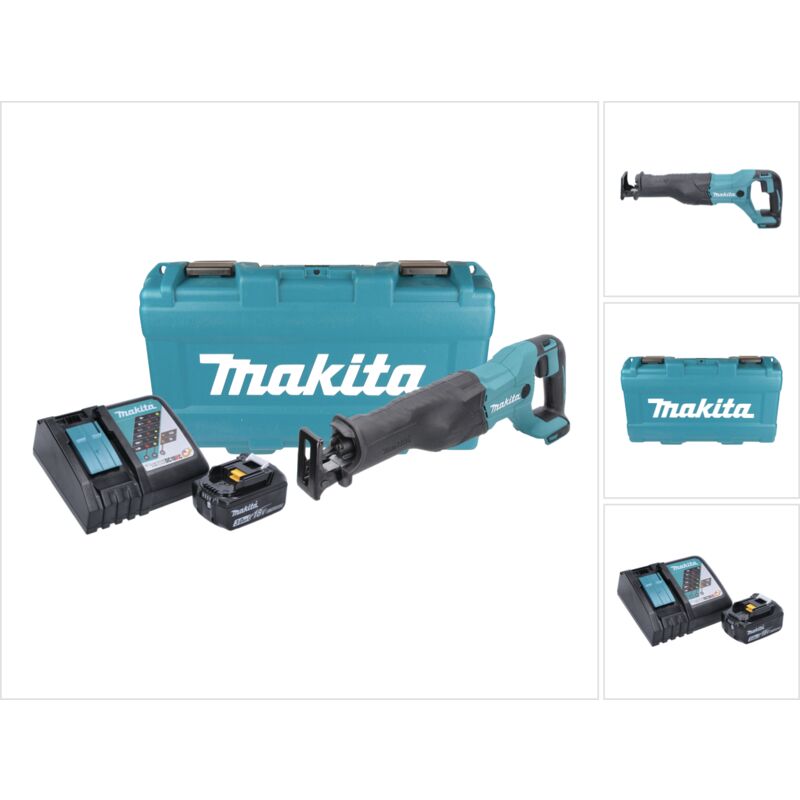 Djr 186 RF1K 18V Seghetto diritto a batteria in valigetta da trasporto + 1x Batteria bl 1830 3,0 Ah + Caricabatterie rapido dc 18 rc - Makita