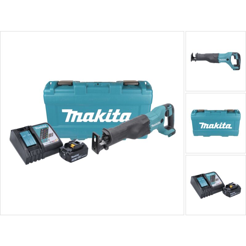 Makita DJR 186 RT1K Li-Ion Scie récipro sans fil 18 V + Boîtier de transport + 1x Batterie BL 1850 5,0 Ah + Chargeur DC 18 RC Rapide