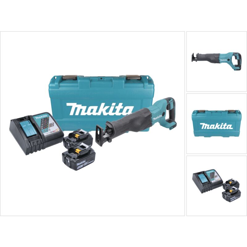 Djr 186 rtk Li-Ion Scie récipro sans fil 18 v + Boîtier de transport + 2x Batteries bl 1850 5,0 Ah + Chargeur dc 18 rc Rapide - Makita