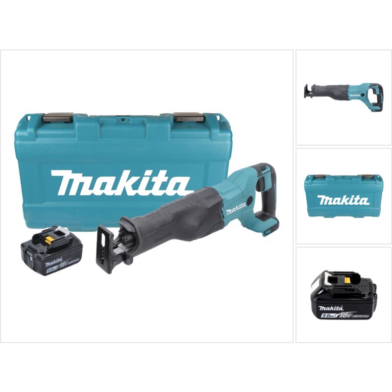 Djr 186 T1K 18 v Seghetto diritto a batteria in valigetta da trasporto + 1x Batteria bl 1850 5,0 Ah - senza caricabatterie - Makita