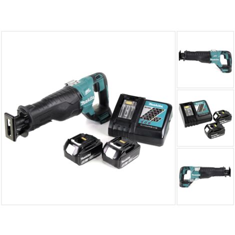 Makita DJR 187 RT 18 V Li-Ion Scie récipro sans fil + 2x Batteries 5,0 Ah + Chargeur - sans Coffret de transport