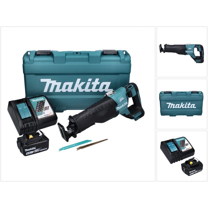 Djr 187 RT1K Scie sabre sans fil 18 v brushless + 1x Batterie 5,0 Ah + Chargeur + Coffret - Makita