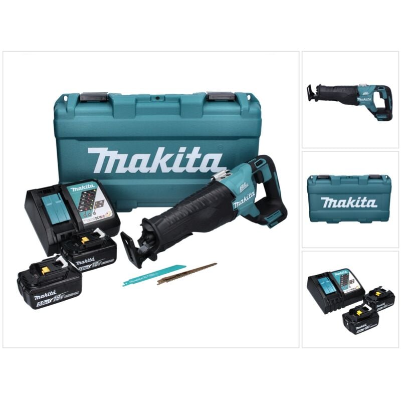 Makita DJR 187 RTK Scie sabre sans fil 18 V brushless + 2x Batteries 5,0 Ah + Chargeur + Coffret