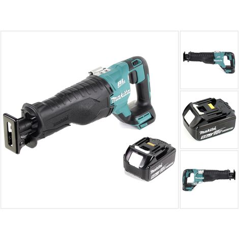 Makita DJR 187 T1 18 V Li-Ion Scie récipro sans fil + 1x Batteries 5,0 Ah - sans Chargeur ni Coffret de transport