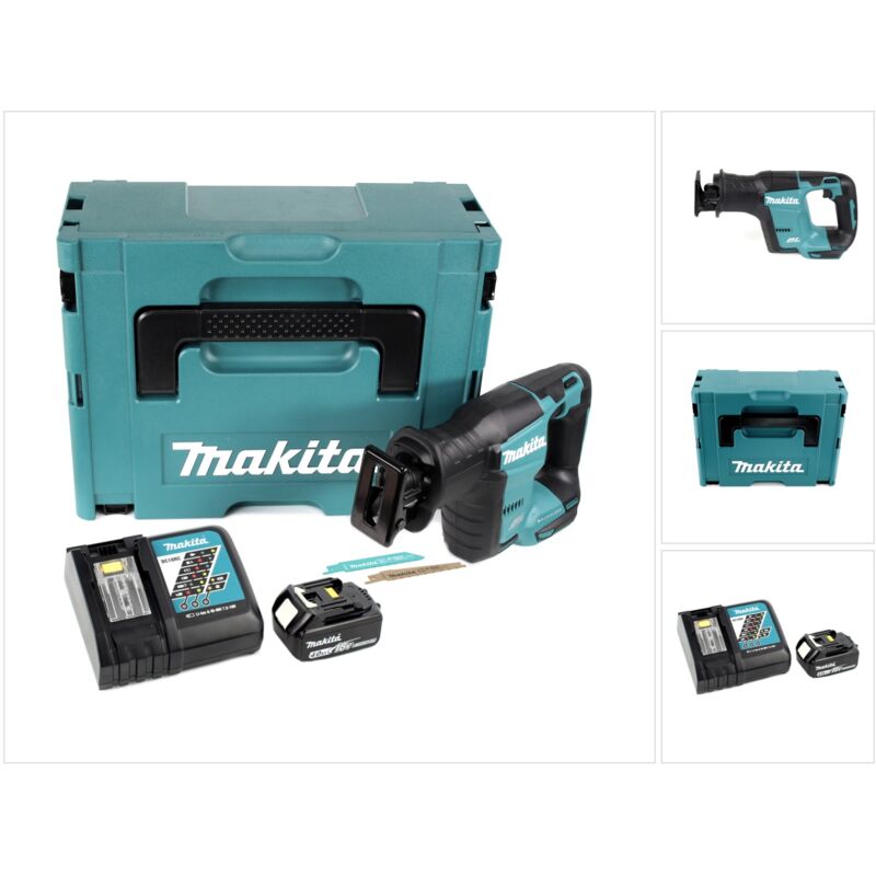 Image of Djr 188 RM1J 18 v Seghetto diritto brushless a batteria in valigetta Makpac + 1x Batteria 4,0 Ah + Caricatore - Makita