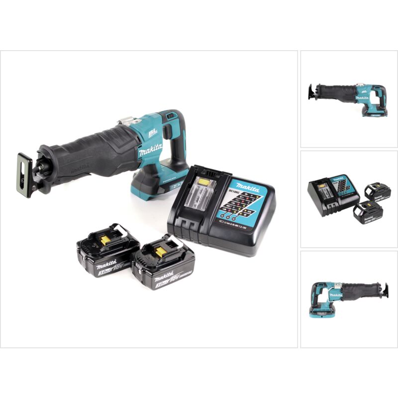 Djr 360 rf Scie à chantourner sans fil 36V ( 2x18V ) Scie sabre Brushless + 2x 3,0 Ah batterie + chargeur - Makita