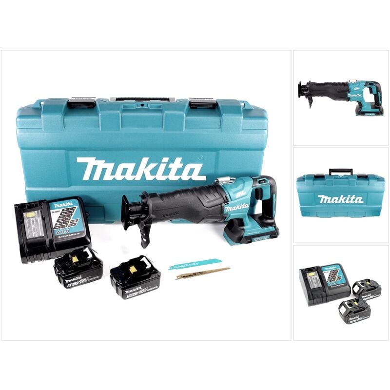 Image of Makita - djr 360 rtk Akku Reciprosäge 36V ( 2x18V ) Brushless Säbelsäge im Koffer + 2x 5,0 Ah Akku + Ladegerät