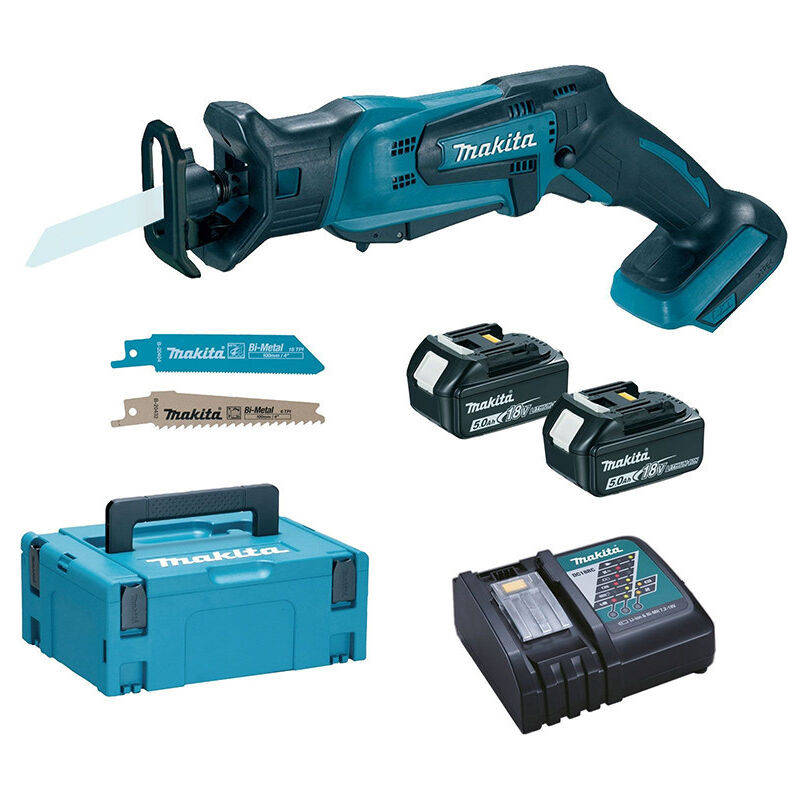 Makita DJR183RTJ Scie sabre à batteries 18V Li Ion set 2x batterie 5 0Ah dans MAKPAC changement rapide - vue 2