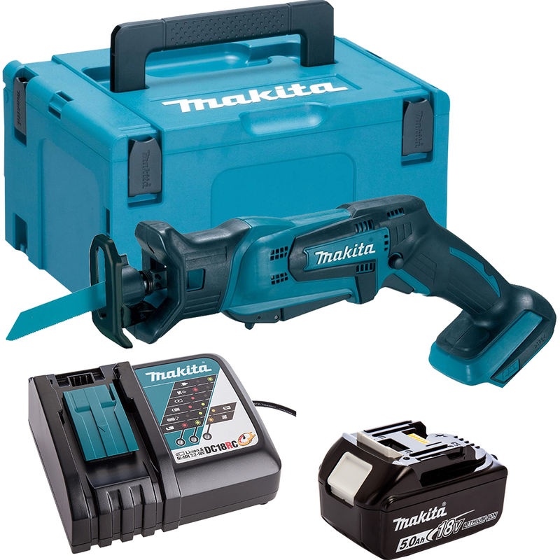 Makita Djr186z 18V Reciprocating Saw With 5.0Ah Battery Charger & Tool