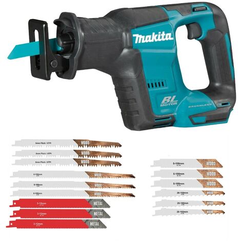 Makita DJR188Z 18v LXT Brushless Compact Reciprocating Saw Bare Tool + 15 Blades