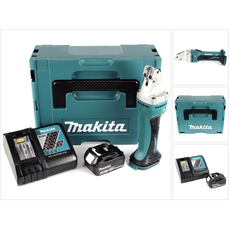 Image of Makita DJS 161 RM1J Cesoia per metallo a batteria 18V in valigetta Makpac + 1x Batteria 4,0 Ah + 1x Caricabatterie Makita DC 18 RC